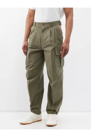 Gucci Men Cargo Pants - GG-jacquard Cotton-ripstop Cargo Trousers - Mens - Khaki