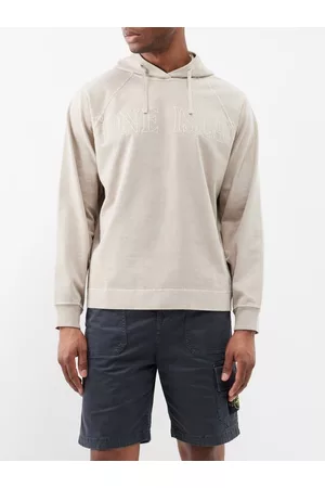 Stone Island Men Hoodies - Logo-embroidery Cotton-jersey Hoodie - Mens - Dove