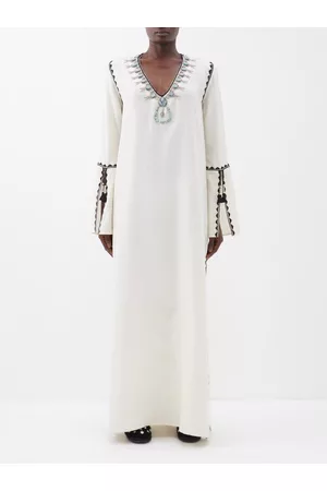 FORTELA Women Tunic Dresses - Avalie Crystal-embellished Silk Kaftan Dress - Womens - Off White