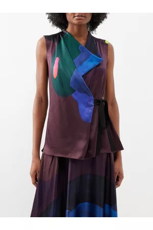 Roksanda Women Tops - Hica Abstract-print Tie-front Silk Top - Womens - Multi