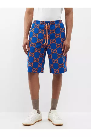 Gucci Men Shorts - GG-jacquard Jersey Shorts - Mens - Blue Orange