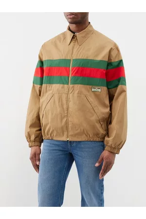 Gucci Men Jackets - Web Stripe Cotton Jacket - Mens - Camel
