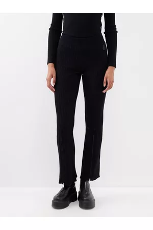 Moncler Women Pants - Zipped-cuff Ribbed Crepe Trousers - Womens - Black