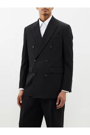 Burberry Men Double Breasted Jackets - Newman Double-breasted Wool Suit Jacket - Mens - Black