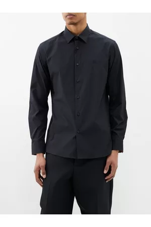 Burberry Men Shirts - Ekd Logo-embroidered Stretch-cotton Shirt - Mens - Black