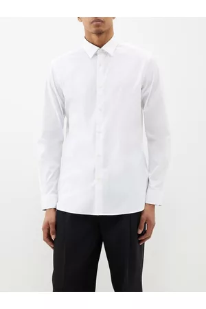 Burberry Men Shirts - Ekd Logo-embroidered Stretch-cotton Shirt - Mens - White
