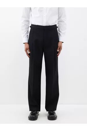 Burberry Men Suit Pants - Westwood Satin-stripe Wool Tuxedo Trousers - Mens - Black