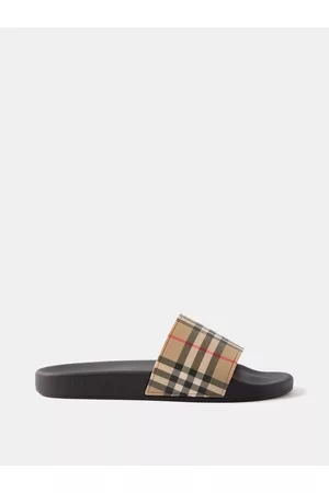 Burberry Men Sandals - Check Rubber Slides - Mens - Beige Black