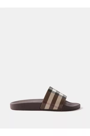 Burberry Men Sandals - Check Rubber Slides - Mens - Brown Black