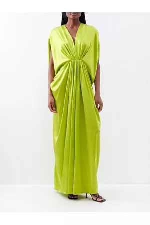 E.stott Women Evening Dresses & Gowns - Hiroko Draped Silk-satin Gown - Womens - Lime