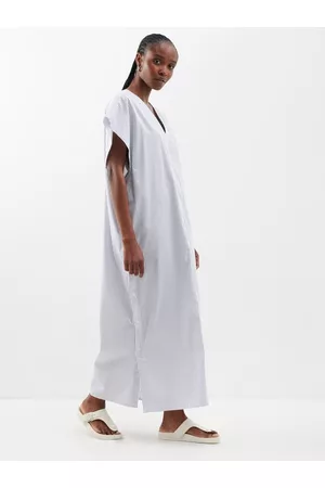 Totême Women Tunic Dresses - Striped Organic Cotton-blend Tunic Dress - Womens - Navy White