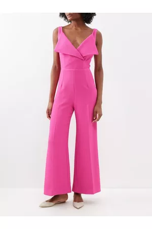 EMILIA WICKSTEAD Women Jumpsuits - Antica Folded-neckline Crepe Jumpsuit - Womens - Bright Pink