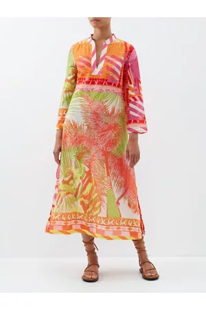 EMPORIO Women Printed & Patterned Dresses - Giada Wildlife-print Cotton Kaftan Dress - Womens - Pink Print