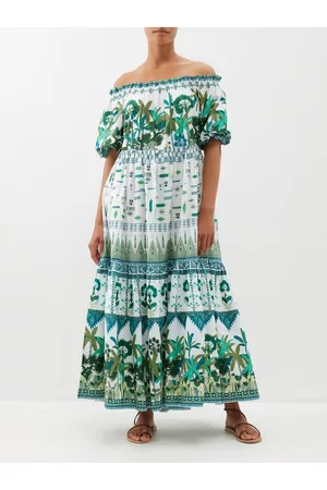EMPORIO Women Printed & Patterned Dresses - Soora Elephant-print Cotton-voile Dress - Womens - Green Print