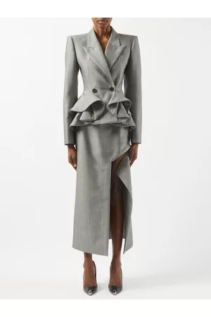 Alexander McQueen Women Skirts - Slashed-panel Skirt - Womens - Grey