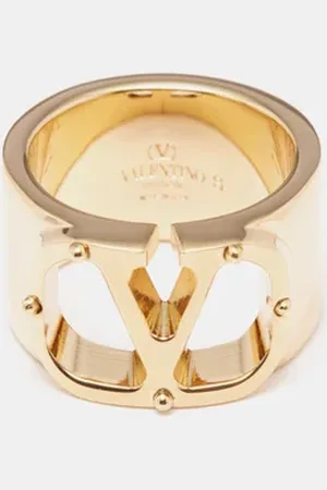 Valentino Garavani Vlogo Signature Crystal Pearl Ring In ゴールド