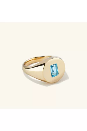 Mejuri Women Rings - Signet Pinky Ring Swiss Blue Topaz