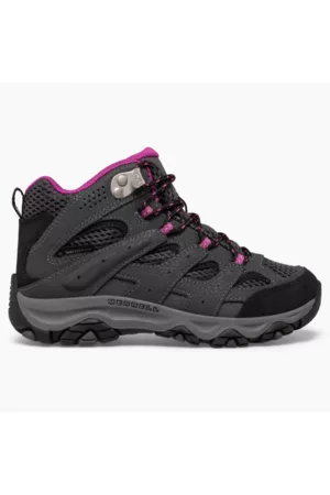 Merrell Waterproof Boots - Kid's Moab 3 Mid Waterproof Boot, Size: 1, Granite/Berry