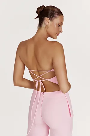 MESHKI Astrid Strapless Back Tie Top