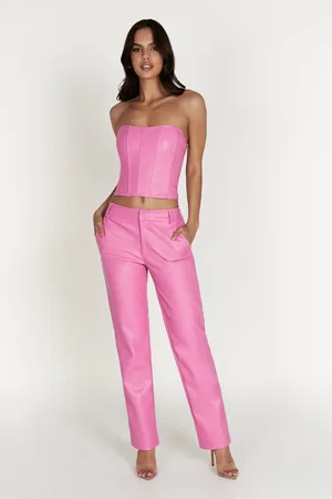 Mid-rise leather pants in pink - Brunello Cucinelli