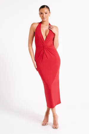 MESHKI Osana Recycled Nylon Halter Midi Dress