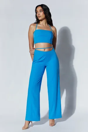 MESHKI Bahar Mid Rise Wide Leg Strap Pant