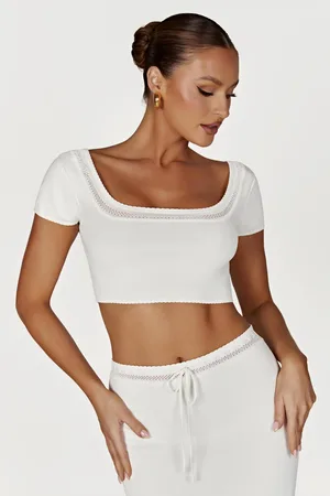MESHKI Penelope Pointelle Knit Crop Top