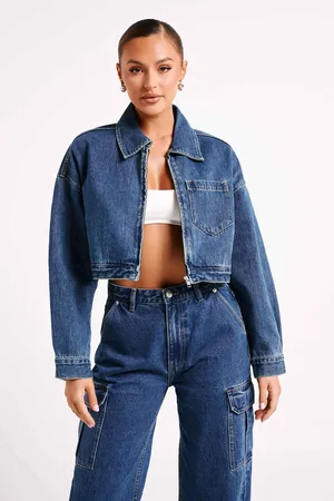 MESHKI Kyle Cropped Denim Jacket