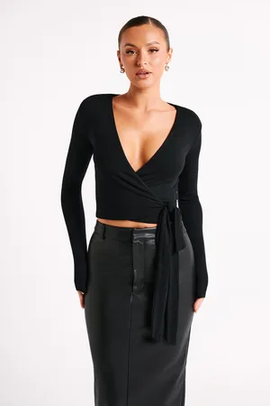 MESHKI Flora Long Sleeve Wrap Top