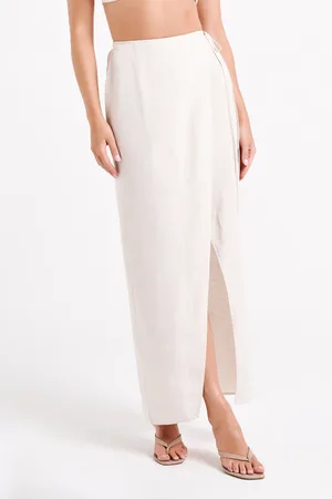 MESHKI Fatima Linen Wrap Maxi Skirt