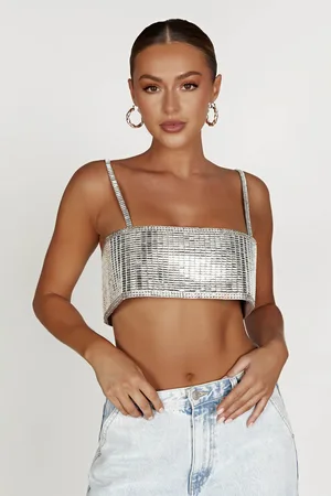 MESHKI Miriam Mirror Crop Top