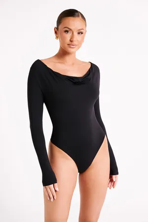 MESHKI Eviana Recycled Nylon Draped Bodysuit