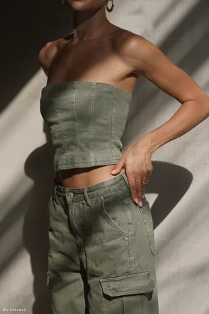 MESHKI Jordana Denim Tube Top