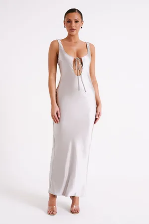 MESHKI Aubrie Keyhole Satin Maxi Dress