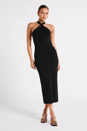 MESHKI Sarai Halter Neck Knit Midi Dress