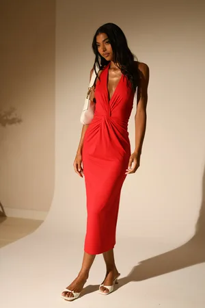 MESHKI Osana Recycled Nylon Halter Midi Dress