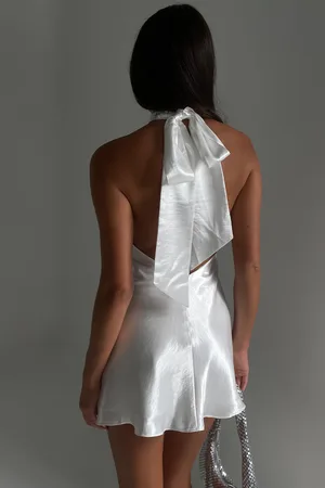 MESHKI Cartia Bow Halter Micro Mini Dress