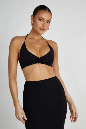 MESHKI Kasia Recycled Nylon Pin Detail Wrap Top