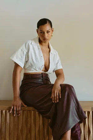 MESHKI Mavis Twist Front Cotton Shirt