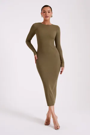 MESHKI Rowen Long Sleeve Midi Dress