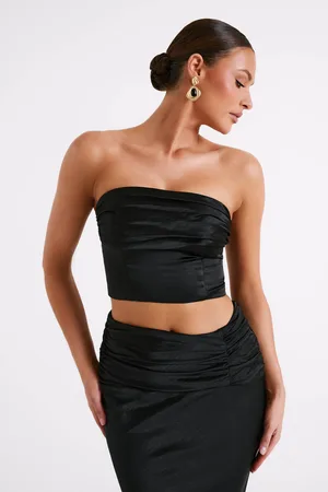 MESHKI Khalani Ruched Strapless Satin Top