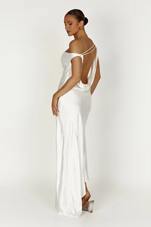 MESHKI Yvette Slip Maxi Dress With Asymmetrical Hem