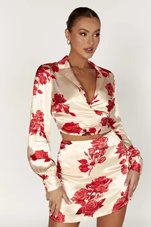 MESHKI Amia Satin Wrap Shirt
