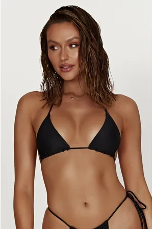 MESHKI Kalli Recycled Nylon Triangle Tie Up Bikini Top