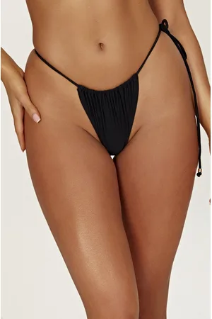 MESHKI Andie Recycled Nylon Ruched String Side Bikini Brief