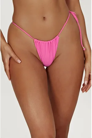 MESHKI Andie Recycled Nylon Ruched String Side Bikini Brief