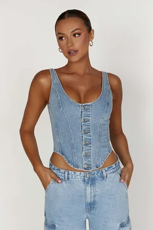 MESHKI Leilani Corset Denim Top