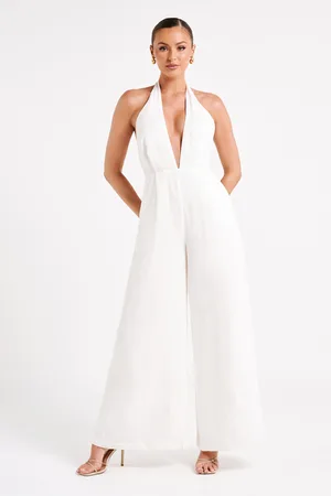 MESHKI Blanca Linen Halter Jumpsuit