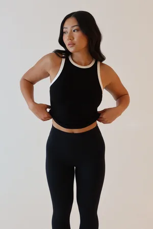 MESHKI Zanna Contrast Ribbed Tank Top