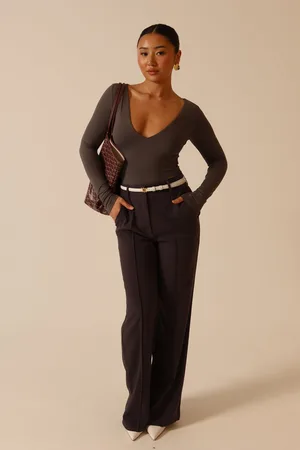 MESHKI Nia Long Sleeve V Neck Bodysuit